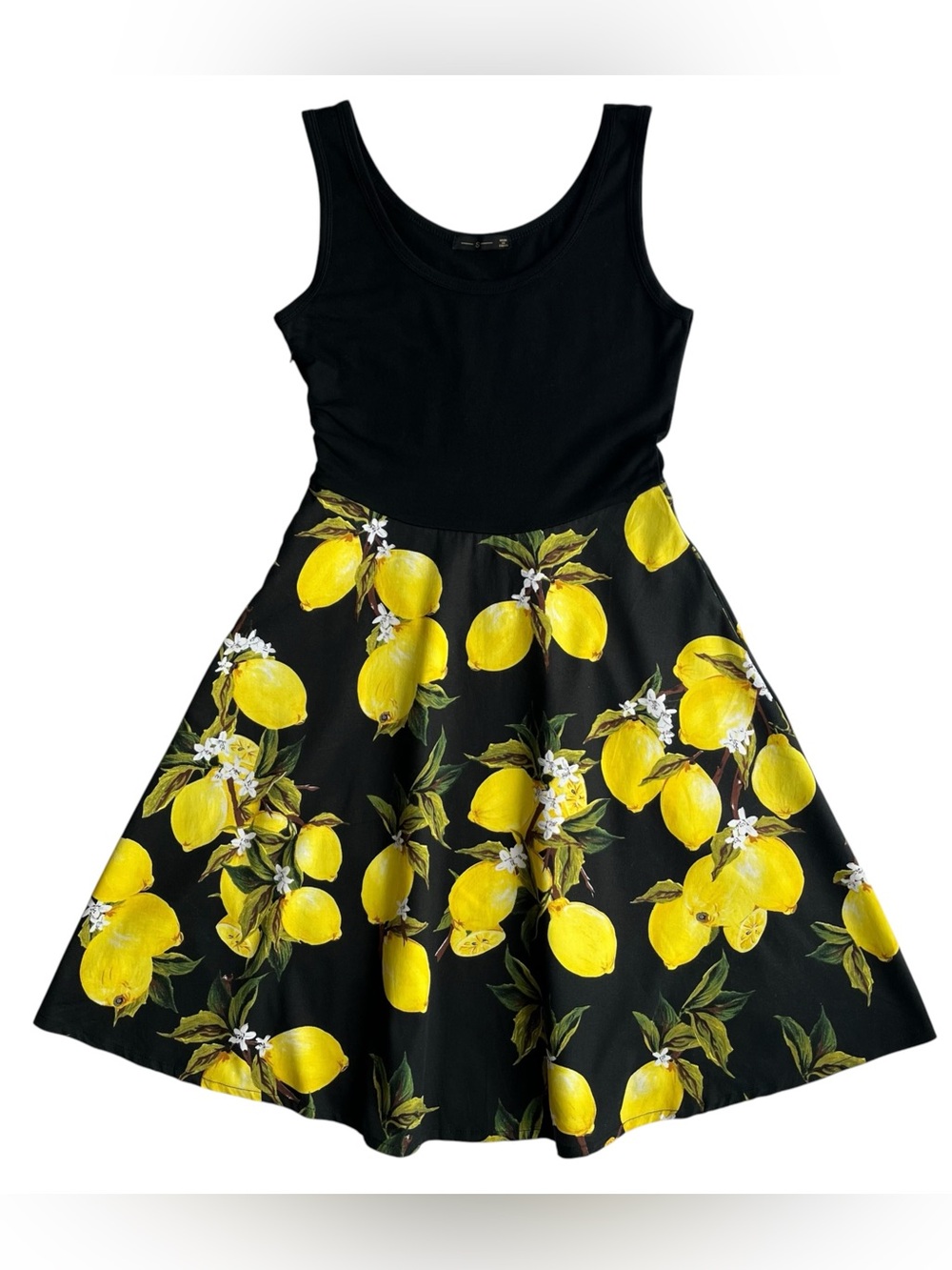 Lemon Sleeveless Dress Size Small Summer French Country Cottage Garden Citrus